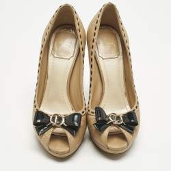 مملوكة مسبقًا حذاء كعب عالي ديور إيدل جلد بيج  بمقدمة مفتوحة مقاس 40 