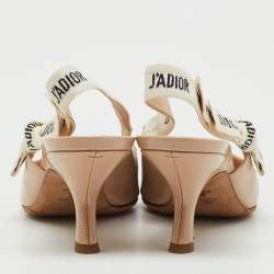 Pre Owned Dior Beige Patent Leather  J'Adior Slingback Pumps Size 38