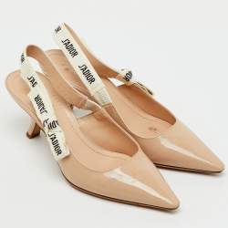 Pre Owned Dior Beige Patent Leather  J'Adior Slingback Pumps Size 38