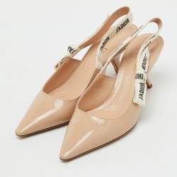 Pre Owned Dior Beige Patent Leather  J'Adior Slingback Pumps Size 38