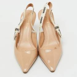 Pre Owned Dior Beige Patent Leather  J'Adior Slingback Pumps Size 38