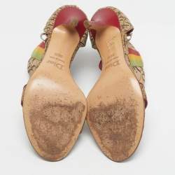 Pre Owned Dior Brown Monogram Canvas Ankle Strap Sandals Size 36.5