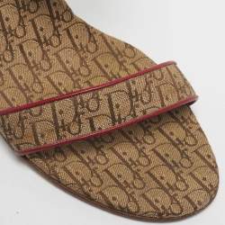 Pre Owned Dior Brown Monogram Canvas Ankle Strap Sandals Size 36.5