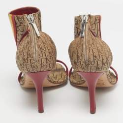 Pre Owned Dior Brown Monogram Canvas Ankle Strap Sandals Size 36.5