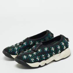 Pre Owned Dior Black Mesh Embellished Fusion Sneakers Size 36.5