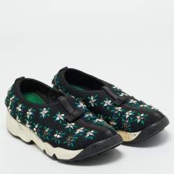 Pre Owned Dior Black Mesh Embellished Fusion Sneakers Size 36.5