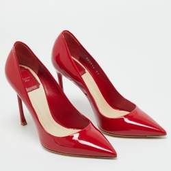Pre Owned Dior Red Patent Leather Dior Essence Pumps Size 37
