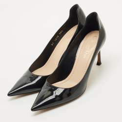 Pre Owned Christian Dior Black Patent Leather Pointed Toe Pumps Size 38.5