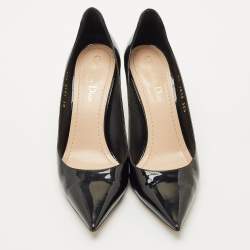Pre Owned Christian Dior Black Patent Leather Pointed Toe Pumps Size 38.5