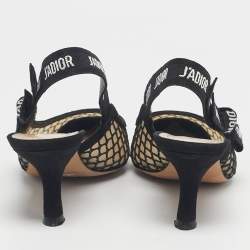 Pre Owned Dior Black Net and Suede J'adior Slingback Pumps Size 37