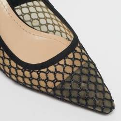 Pre Owned Dior Black Net and Suede J'adior Slingback Pumps Size 37