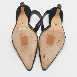 Pre Owned Dior Black Net and Suede J'adior Slingback Pumps Size 37