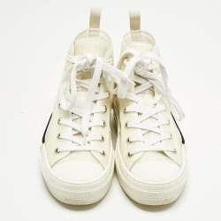 Pre Owned Dior White Oblique Mesh and Rubber B23 Sneakers Size 37