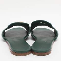 Pre Owned Dior Green Leather 30 Montaigne Flat Sandals Size 40