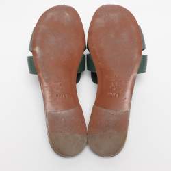 Pre Owned Dior Green Leather 30 Montaigne Flat Sandals Size 40