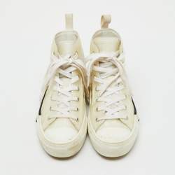 Pre Owned Dior White Oblique Mesh and Rubber B23 High Top Sneakers Size 38