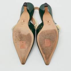 Pre Owned Dior Green Patent Leather J'Adior Slingback Pumps Size 38.5