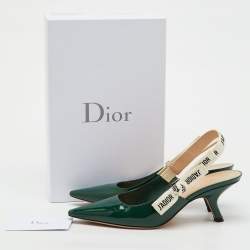 Pre Owned Dior Green Patent Leather J'Adior Slingback Pumps Size 38.5