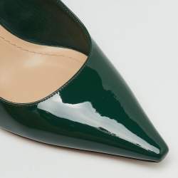 Pre Owned Dior Green Patent Leather J'Adior Slingback Pumps Size 38.5