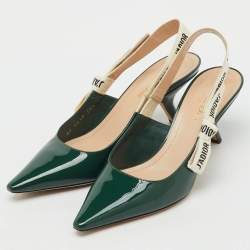 Pre Owned Dior Green Patent Leather J'Adior Slingback Pumps Size 38.5