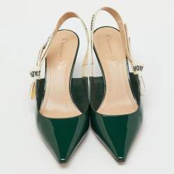 Pre Owned Dior Green Patent Leather J'Adior Slingback Pumps Size 38.5