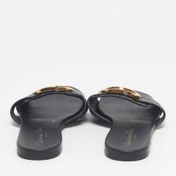 Pre Owned Dior Black Leather 30 Montaigne Flat Slides Size 36
