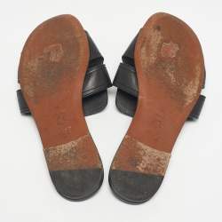 Pre Owned Dior Black Leather 30 Montaigne Flat Slides Size 36