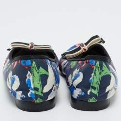 Pre Owned Dior Multicolor Canvas Bow Detail  Ballet Flats Size 37.5