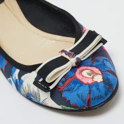 Pre Owned Dior Multicolor Canvas Bow Detail  Ballet Flats Size 37.5