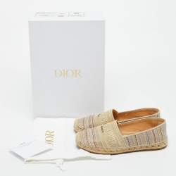 Pre Owned Dior Multicolor Lurex Fabric Dioriviera Espadrille Flats Size 35.5
