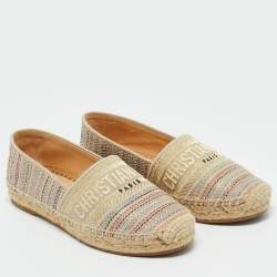 Pre Owned Dior Multicolor Lurex Fabric Dioriviera Espadrille Flats Size 35.5