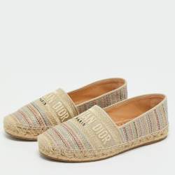 Pre Owned Dior Multicolor Lurex Fabric Dioriviera Espadrille Flats Size 35.5