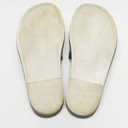 مملوكة مسبقًا Dior Black/White Leather Marina Flat Slides Size 37