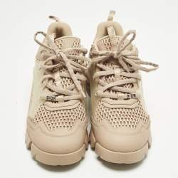 Pre Owned Dior Beige Fabric and PVC D-Connect Low Top Sneakers Size 41.5