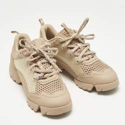 Pre Owned Dior Beige Fabric and PVC D-Connect Low Top Sneakers Size 41.5