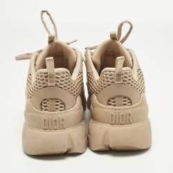 Pre Owned Dior Beige Fabric and PVC D-Connect Low Top Sneakers Size 41.5