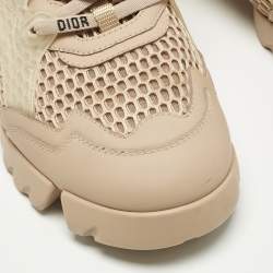 Pre Owned Dior Beige Fabric and PVC D-Connect Low Top Sneakers Size 41.5