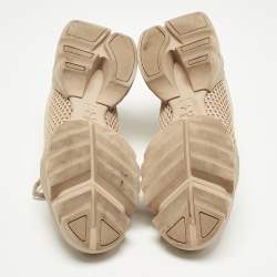 Pre Owned Dior Beige Fabric and PVC D-Connect Low Top Sneakers Size 41.5