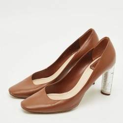 Pre Owned Dior Brown/Silver Leather Pointed Toe Pumps Size 41