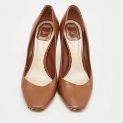 Pre Owned Dior Brown/Silver Leather Pointed Toe Pumps Size 41