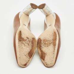 Pre Owned Dior Brown/Silver Leather Pointed Toe Pumps Size 41