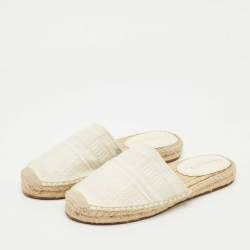 Pre Owned Dior Off White Oblique Canvas Granville Espadrille Mules  Size 36