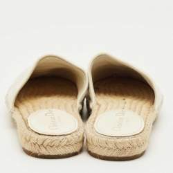 Pre Owned Dior Off White Oblique Canvas Granville Espadrille Mules  Size 36