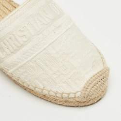 Pre Owned Dior Off White Oblique Canvas Granville Espadrille Mules  Size 36