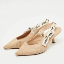 Pre Owned Dior Beige Fabric J'Adior Slingback Pumps Size 38