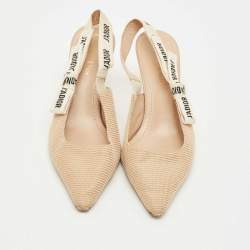 Pre Owned Dior Beige Fabric J'Adior Slingback Pumps Size 38