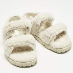 Pre Owned صندل ديور أكت مسطح شيرلينج أبيض مقاس 37