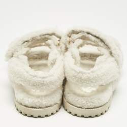 Pre Owned صندل ديور أكت مسطح شيرلينج أبيض مقاس 37