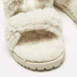 Pre Owned صندل ديور أكت مسطح شيرلينج أبيض مقاس 37