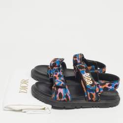 Pre Owned Dior Multicolor Floral Print Fabric DiorAct Sandals Size 37